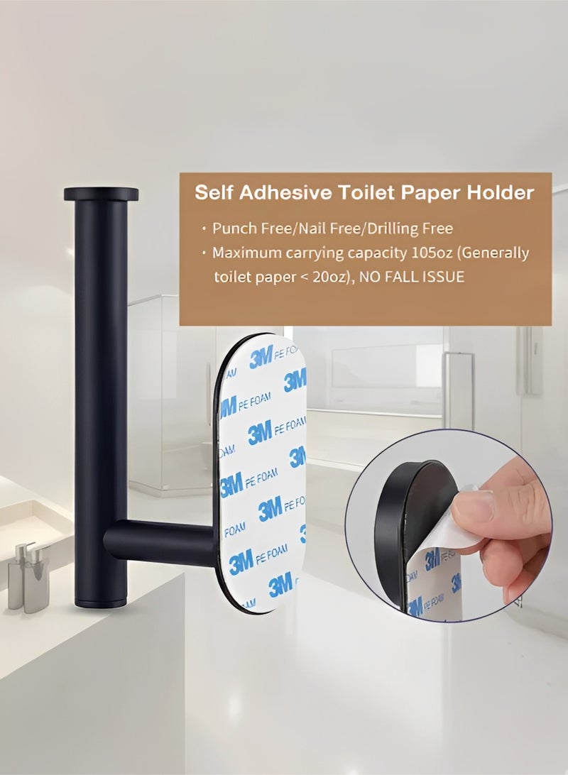 بيلانو رف مناديل مطبخ بدون تخريم، علاقة ورق تواليت ستانلس ستيل، حامل رول جداري للمطبخ والحمام أسود 2 قطعة - Image 5